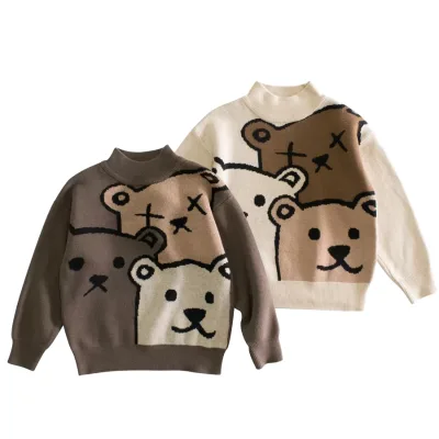 Factory Directly Sale Autumn Toddler Kids Children Baby Boy O-Neck 100% Cotton Knitted Pullover Sweater Top
