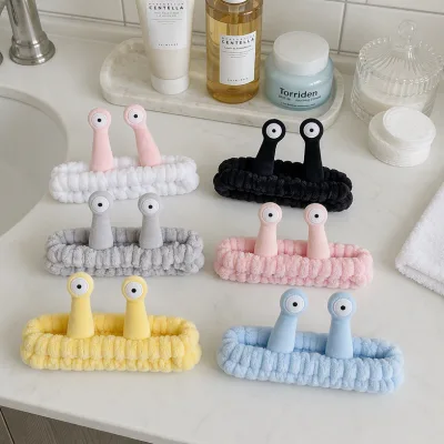 MUJU HQS003 Snail Antenna Headband Plush Fuzzy Face Wash Hair Band 6 Colors Skincare 20cm Custom Logo Card Retail Ready