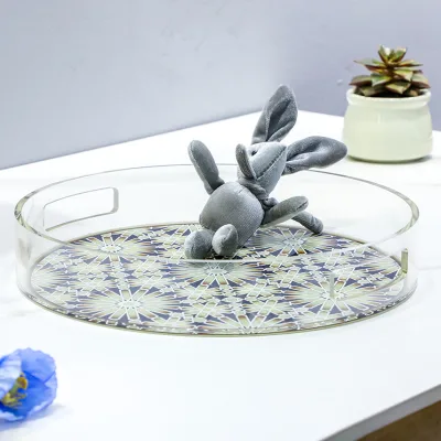 Customized Unique Antique Serving Tray With Handles Wholesale Acrylic Tray Display