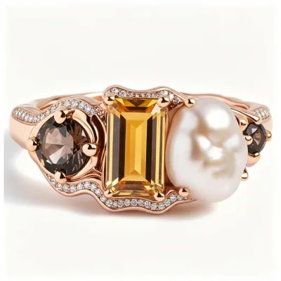 925 Sterling Silver Citrine Ring Natural Yellow Gemstone Engagement Rings for Women Wedding Jewelry Gift