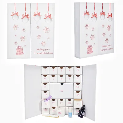 White 24 Days Luxury Customized Advent Calendar Rigid Cardboard Advent Calendar Empty