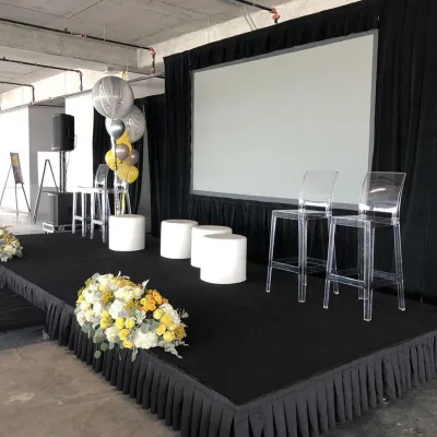 Factory Wholesale Stage Skirting Inherent Flame Retardant Customized Size Stage Skirt for Theater Wedding and Other Events