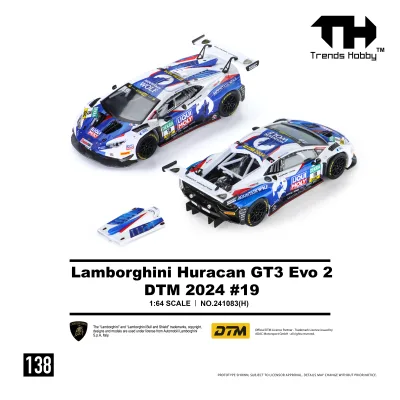 Trends Hobby TH 1:64 Huracan GT3 EVO2 Metal Mini Alloy Diecast Blue Dinosaur Racing Car Model Ornaments
