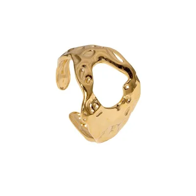 European and American Fashion Irregular Opening  Ring Adjustable Personality Asymmetric  Adjustable Gilt Ring for Women