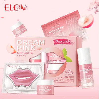 Hot Sale Lip Skin Care Set Crystal Collagen Lip Mask Lip Travel Kit 5pcs Exfoliating Scrub Moisturizing Balm