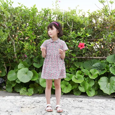 Fashion New Girls Korean Floral Dress Beautiful Printed Shirt Dresses