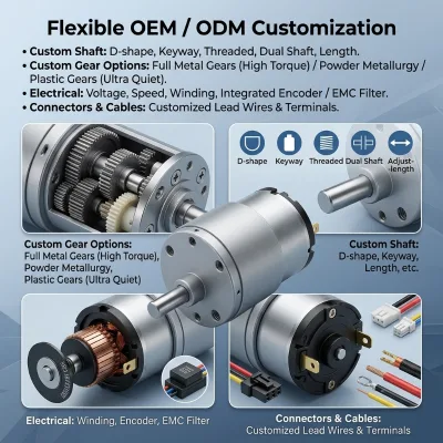 Precision Low Noise 37mm DC Gearbox Motor for Medical Pumps & Smart Locks 12V 24V for Residential Automation CE RoHS