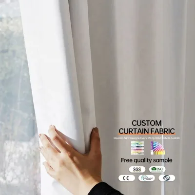 Factoru Supply 100% Blackout Soft Curtain Fabric With Paint Coating Artwork