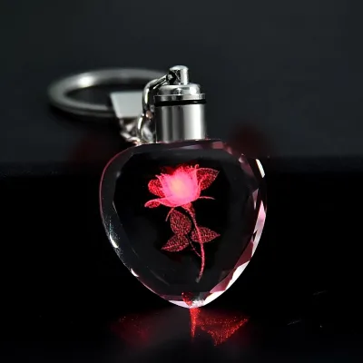 New Personalized Heart Led Key Chains Keyring Crystal Keychain