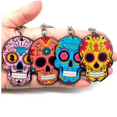 Bestselling Halloween Creative Acrylic Material Skull Pendant Bag Pendant Car Keychain Gift