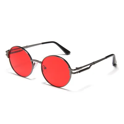 Round Sunglasses with Textured Metal Temple Details Fashion Driving Fishing UV400 Sun Glasses Colorful Vintage Men Women