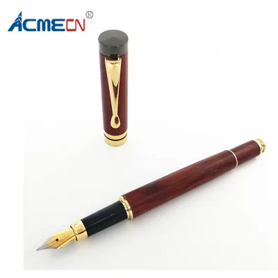 ACMECN Bamboo Fountain Pen with Gold Trim Environmental Friendly Ink for Business Calligraphy and Writing