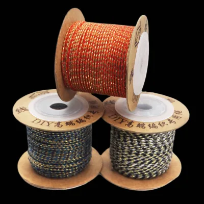 Xian Hui Brand Gold Three-Flower Thread Four-Strand Braided Rope, Non-Elastic Multicolored Cotton , Tassel Bracelet