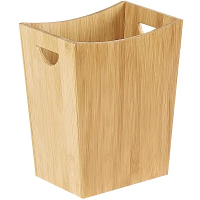 Wood Trash Can Wastebasket 2 Gallon Small Waste Basket with 2 Handles