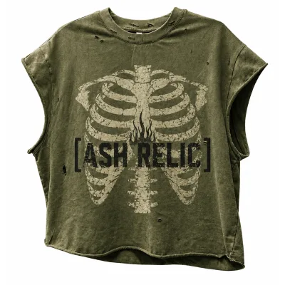 Streetwear Clothing Manufacturer Custom Vintage Acid Washed tank Tops Customized Distressed Raw Edge Hemming Cap Sleeve t Shirts