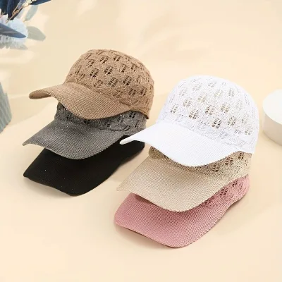 Breathable Mesh Baseball Cap for Women Adjustable Stylish Sun Hat with Hollow Out Cap
