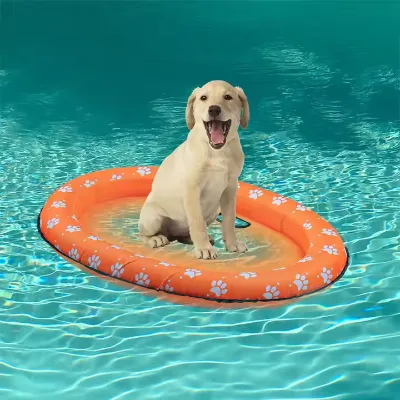 Small Size Orange Dog Pool Float, Pet Swimming Pet Float, Portable Inflatable Dog Pool Float
