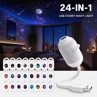 Popular USB Powered Pseudo 5D Holographic Ocean Projector 360 Degree Adjustable Cosmic Starry Sky Led Projection Night Light