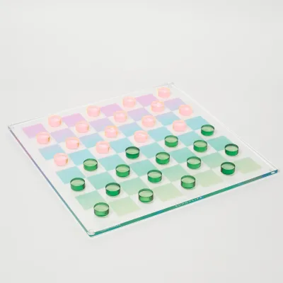 Board Games - Premium Transparent Chess Board with 32 Translucent Game Pieces. Acrylic Chess Game Set
