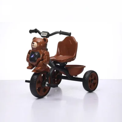 LS Model 748 2-7 Years Old New Children's Three Wheel Tricycle Bear with Backrest Storage Box Lights Music Plastic