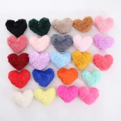 Small Heart Rabbit Fur Pom Pom Charms Bag Hanging Decor