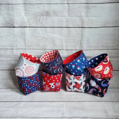 MINI Independence Day Bag Personalized Reusable Independence Day Party Favor Bags Patriotic 4th of July Fabric Canvas Gift Bags