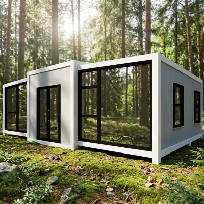 High Quality Modular Sandwich Panel Container House Panoramic Floor-to-Ceiling Windows Modern Design Office Building School