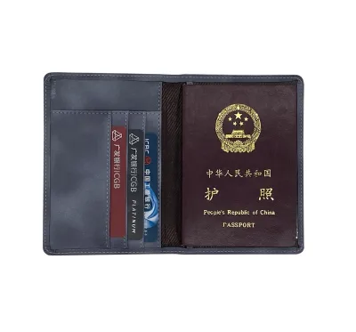 Business Travel PU Leather Card Holders Bag Wallet Case Custom Passport Holder With Pockets Plastic Sheet