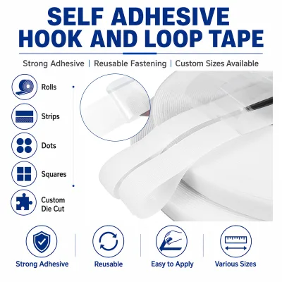 Custom Adhesive Hook and Loop Tape Die Cut Pieces for Retail Gift Box Closure