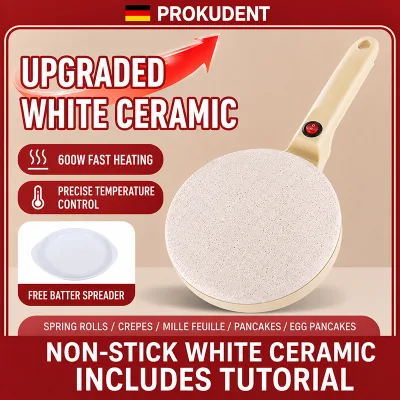 Easy Release White Nonstick Surface Single Switch Operated Compact Electric Immersion Crepe Maker for Morning Breakfast