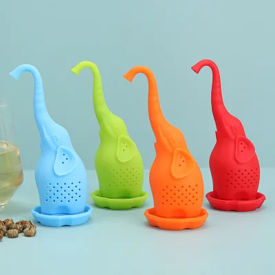 Portable Silicone Elephant Shape Tea Filter Tea Infuser Strainer With Handle BPA Free Silicone Cute Elephant Tea Infuser