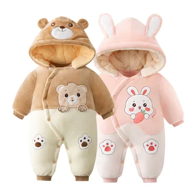 Wholesale thick winter warm one-piece suits for newborns