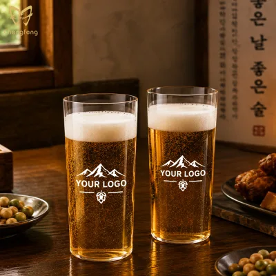 16oz Thin Wall Beer Glasses Elegant Handcrafted Glass Tumbler for Cold Drinks Multipurpose Juice Beverage Cup &Highball Glass