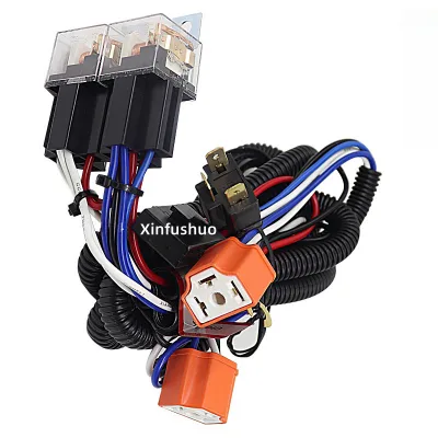 Universal Fitment H4 Car Light Brightener with 40A Relay Heavy Duty H4 Wire Harness Kit for