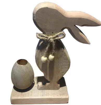 NEW 2024 Customized Natural Primitive Easter Wood Bunny Flower Vase Unique Party Decoration