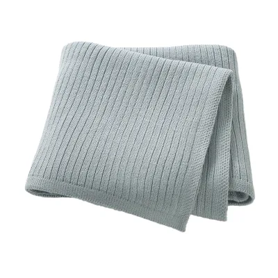 Personalised Solid Color Receiving Blanket Knitted Wrap Stripe Baby Knitted Blanket