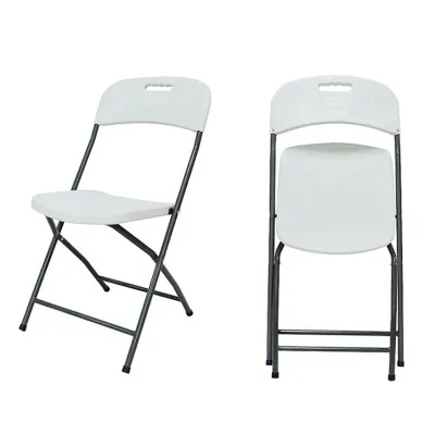 Stackable White HDPE Resin Portable Outdoor Heavy Duty Folding Chairs