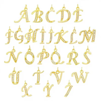 JINYUAN Factory Copper Micro-Inlaid Natural Stone Letter Pendant Necklace with Electroplating