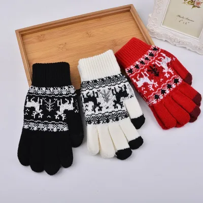 2025 Christmas Tree Deer for Touch Screen Gloves Windproof and Warm Velvet Cold-Proof Cycling Gloves