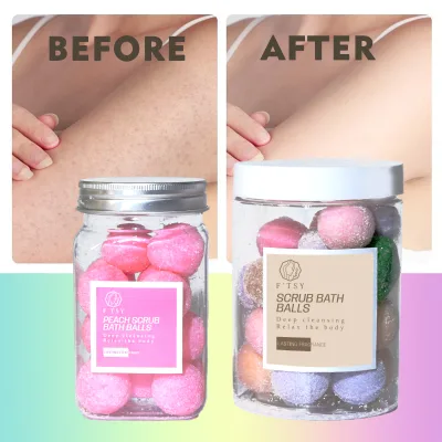 Private Label Customized Peach Orange Salt Sugar Body Scrub of Balls Exfoliating Organic Sugar Ball