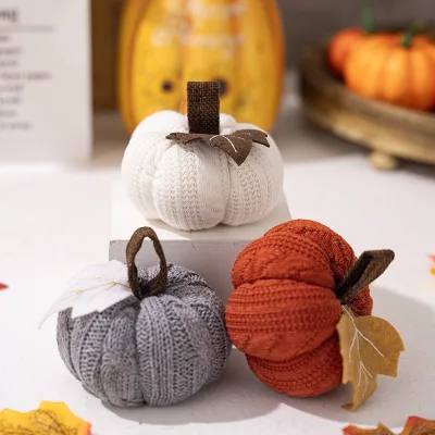 New Thanksgiving Day Decoration Orange Pumpkin Pendant Harvest Festival Knitted Pumpkin Ornament