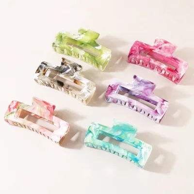 New Korean Version Colorful Hollow Rectangular Hair Clips Shiny Cloud Pattern Hair Claws Hot Selling Hair Accessories for Women