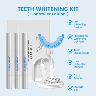 Rechargeable Luxury Teeth Whitening Kit for Dental Offices  Custom Silicone Trays and UV Machine for Best Effects