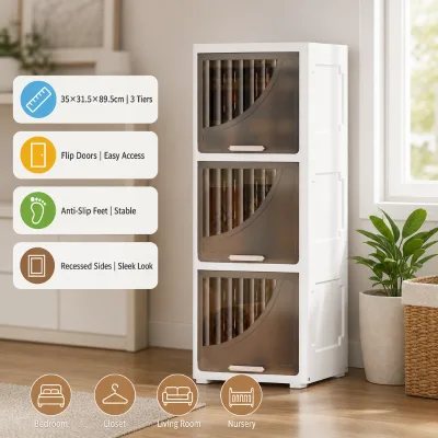 Modern Design Thickened Plastic Flip-Type Storage Cabinet for Kitchen and Bathroom Living Room