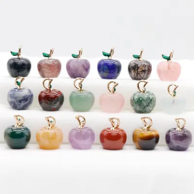 Wholesale Natural Crystal apple Pendant Hand Carved Gemstone apple Pendant for Gift