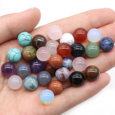 10mm Natural Stone Round Assorted Colors Loose Beads No Hole Handmade DIY for Jewelry Making