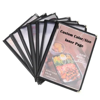 Custom Size PVC Leather Transparent Menu Covers Clear Double View Menu Folder for Restaurant Hotel Use