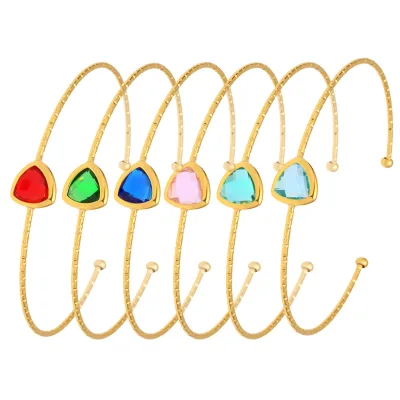 Classic and Fashionable Best-selling Faceted Czech Glass Stone Open Bangle