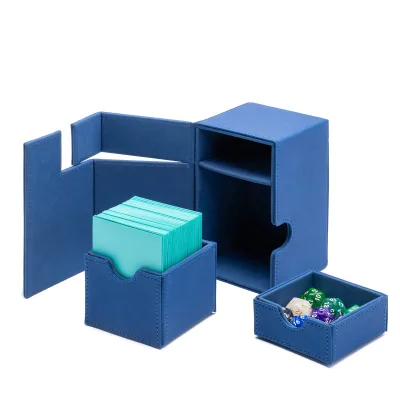 Commander Deck Box with 100+ Double Sleeved Cards Protection Side Lading Card Trays Button Closure Made of PU