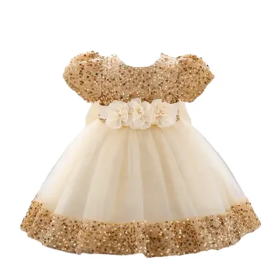 European Fashion  Party Dress Sequin Puffy Kid Dresses for Girls of 10 Year Old Flower Girl Dress for Wedding
